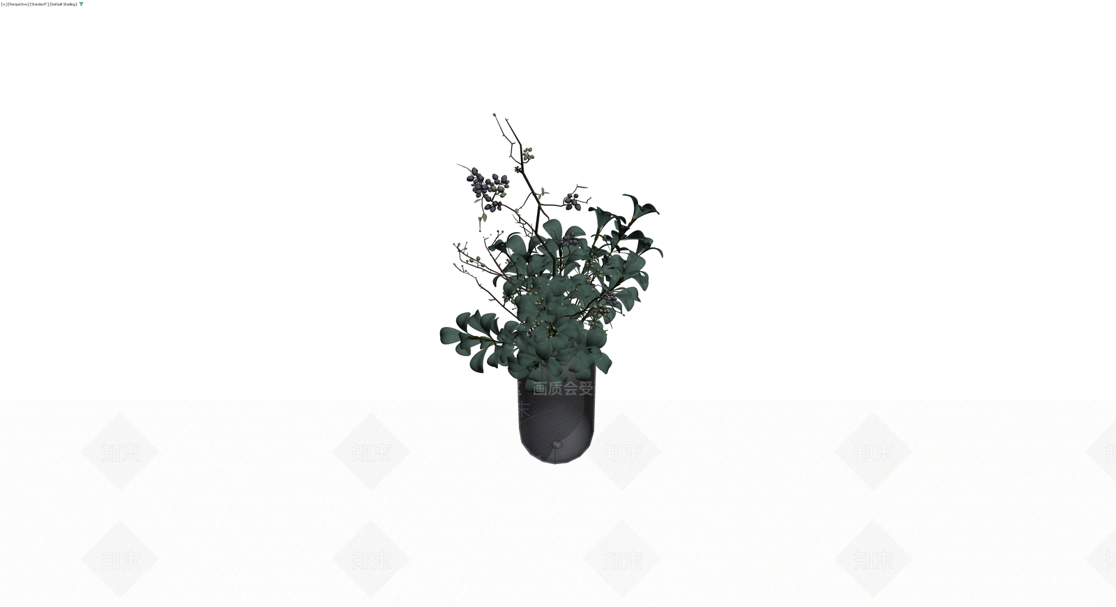 深色花瓶配植物盆栽3D模型下载【ID:1229943147】