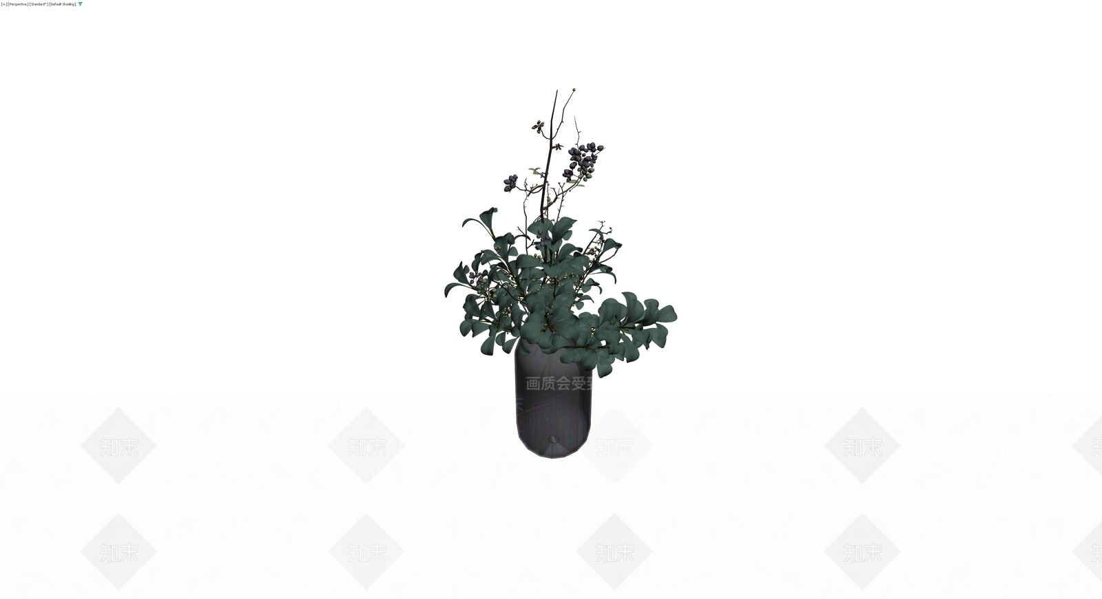 深色花瓶配植物盆栽3D模型下载【ID:1229943147】