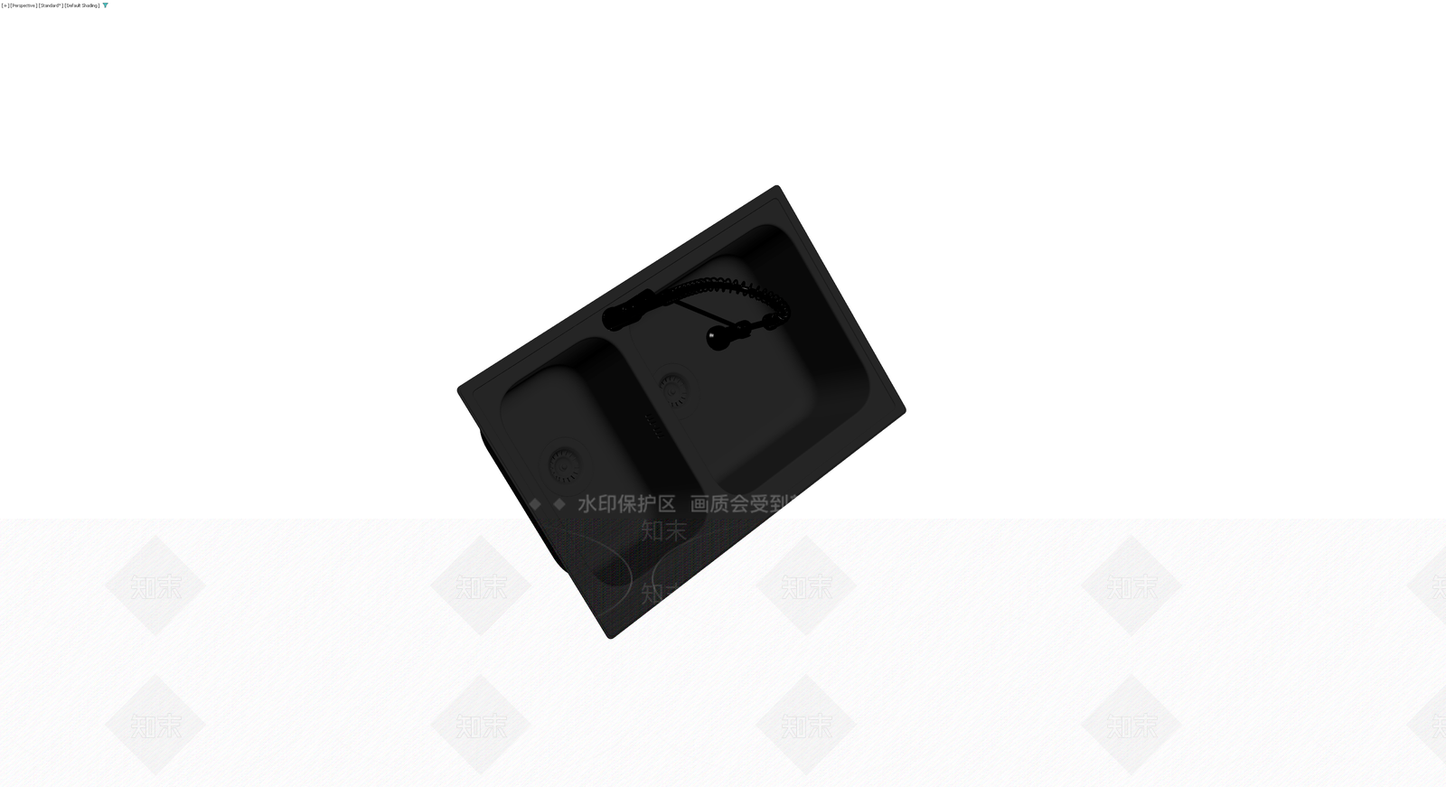 黑色双槽水槽配龙头3D模型下载【ID:1230686319】