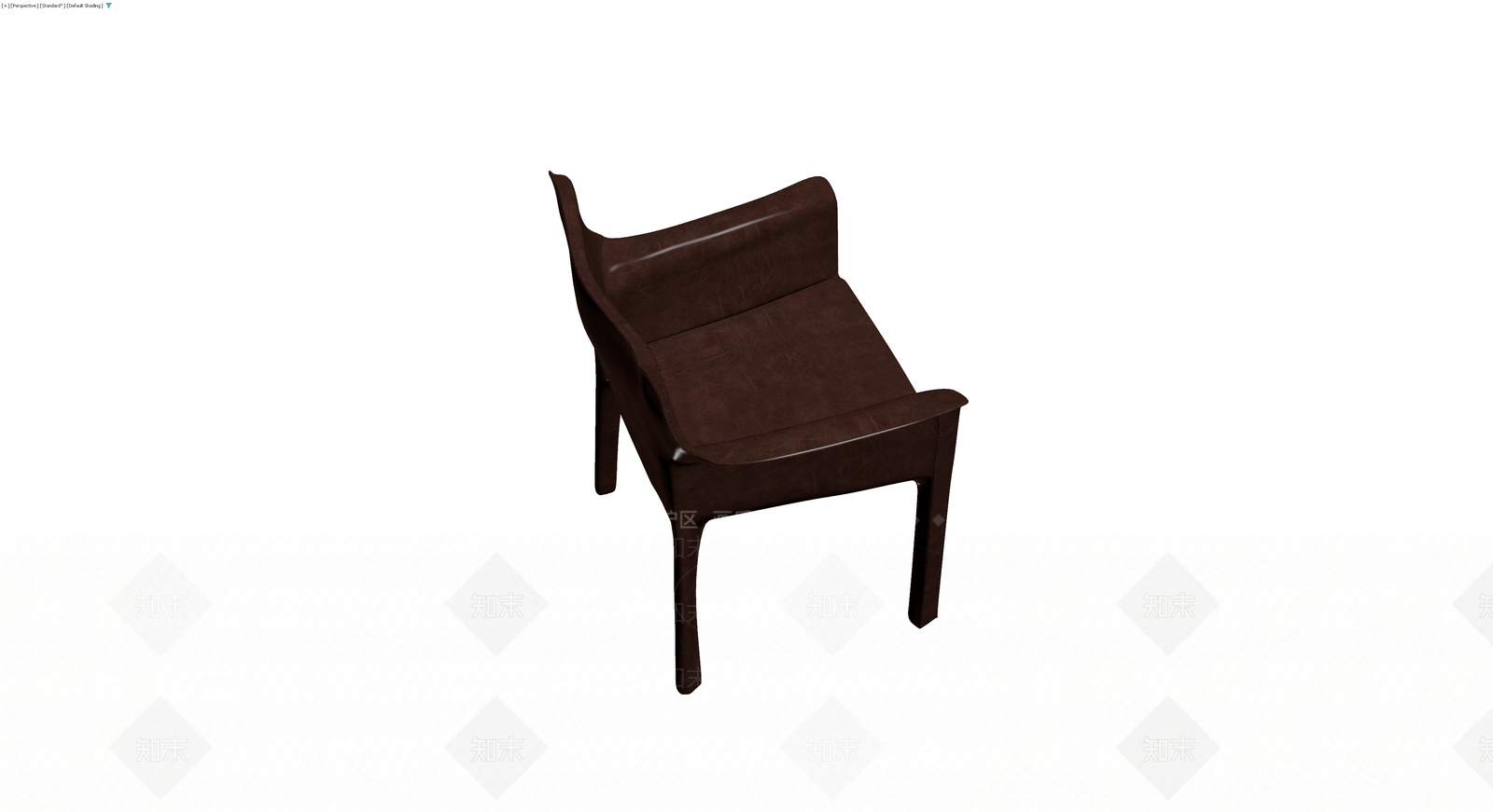 深棕色皮质扶手椅3D模型下载【ID:1229890384】