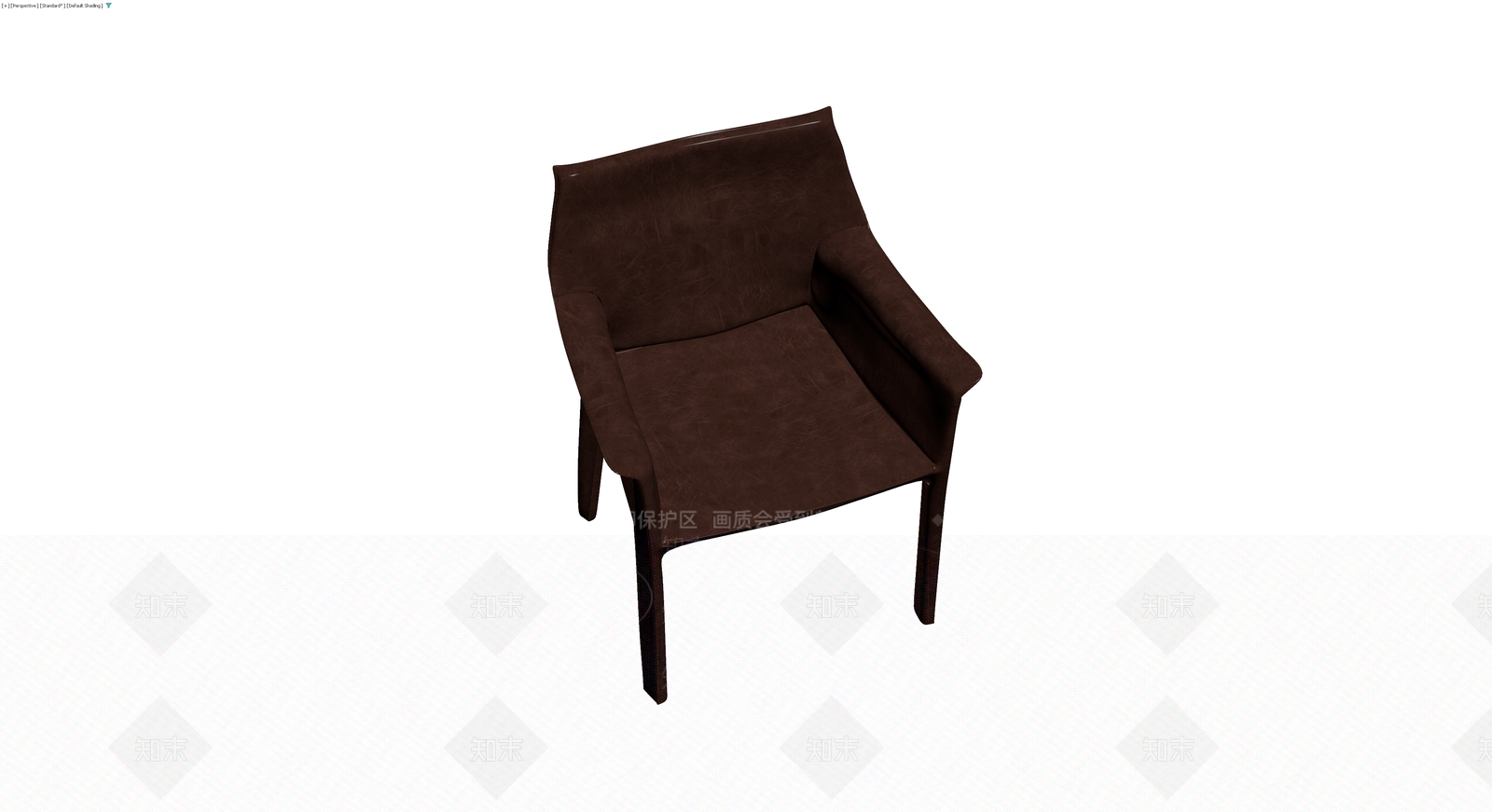 深棕色皮质扶手椅3D模型下载【ID:1229890384】