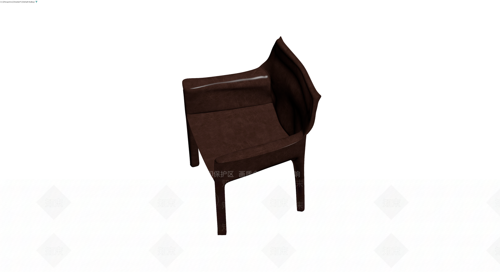 深棕色皮质扶手椅3D模型下载【ID:1229890384】