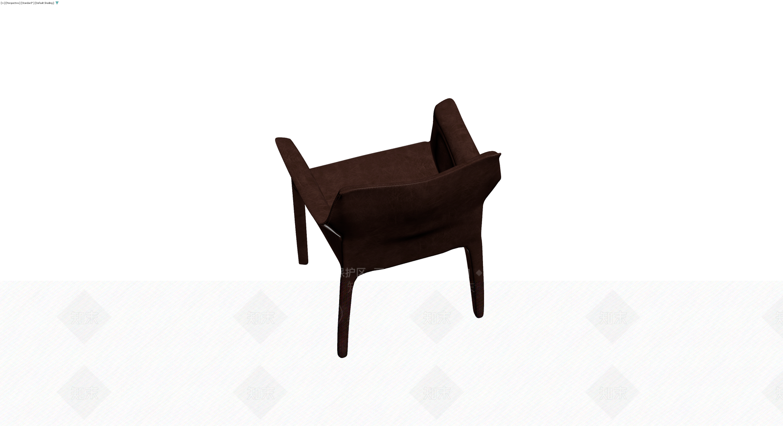 深棕色皮质扶手椅3D模型下载【ID:1229890384】