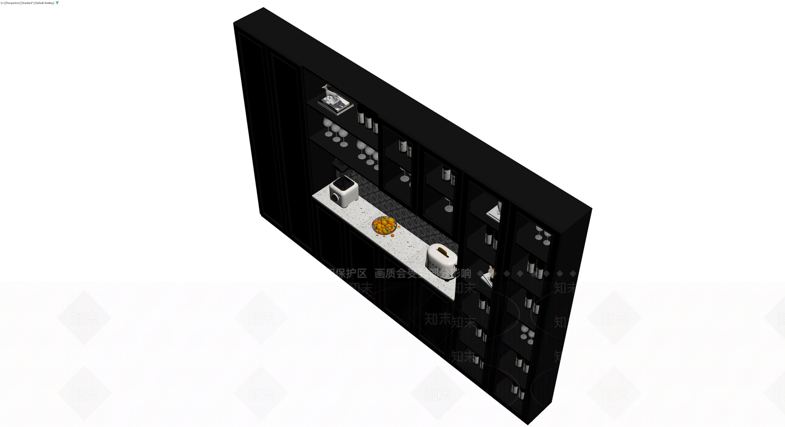 黑色整体餐边柜模型3D模型下载【ID:1230695248】