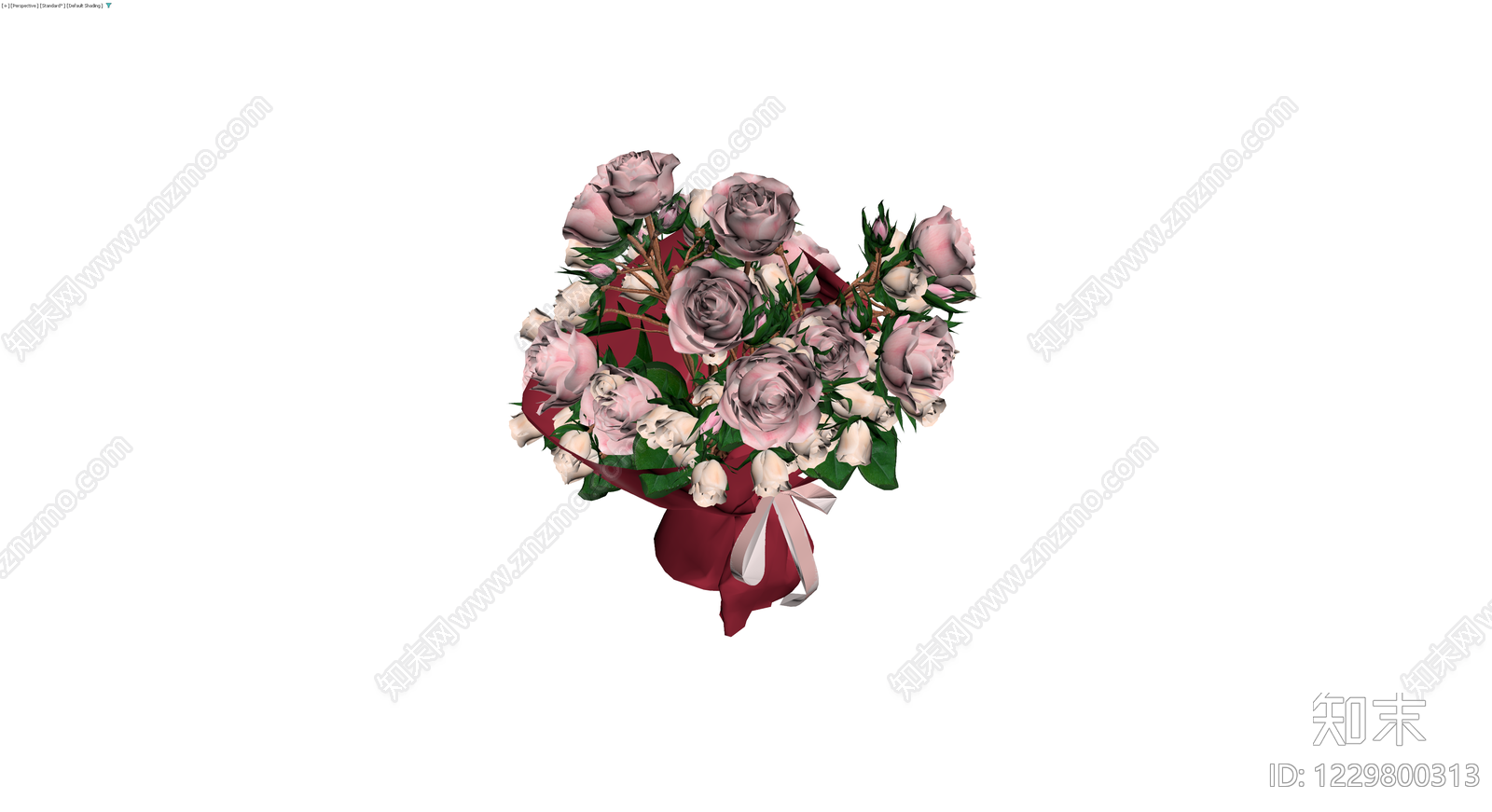 深红包装粉色玫瑰花束3D模型下载【ID:1229800313】