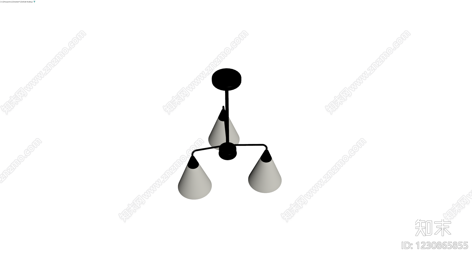 三头吊灯（灰模）3D模型下载【ID:1230865855】