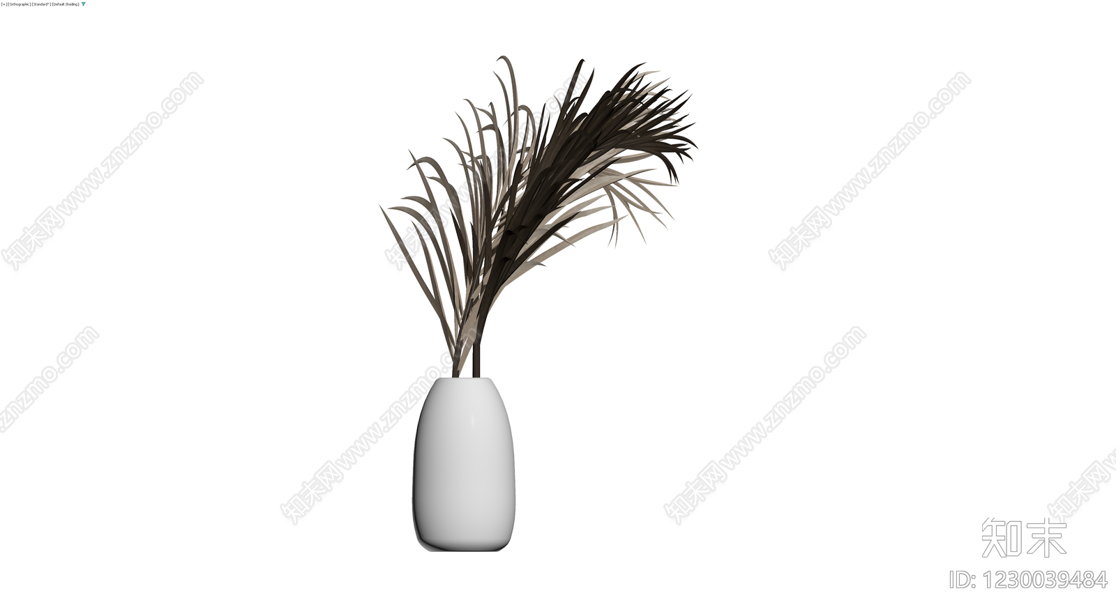 白色花瓶配棕榈叶盆栽3D模型下载【ID:1230039484】