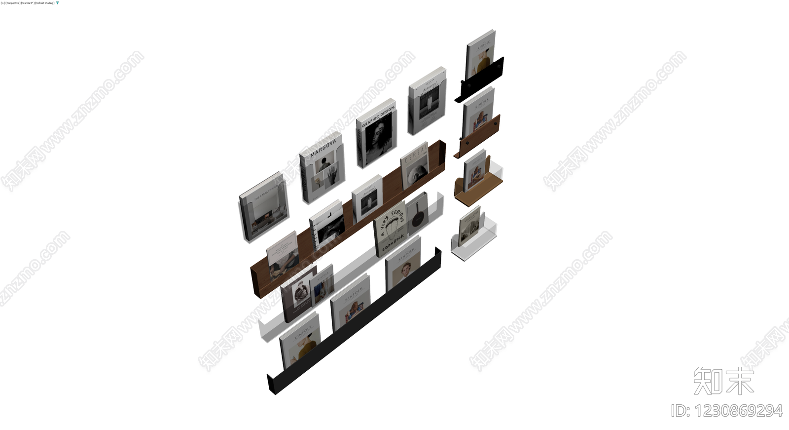 多风格书架与书籍组合3D模型下载【ID:1230869294】