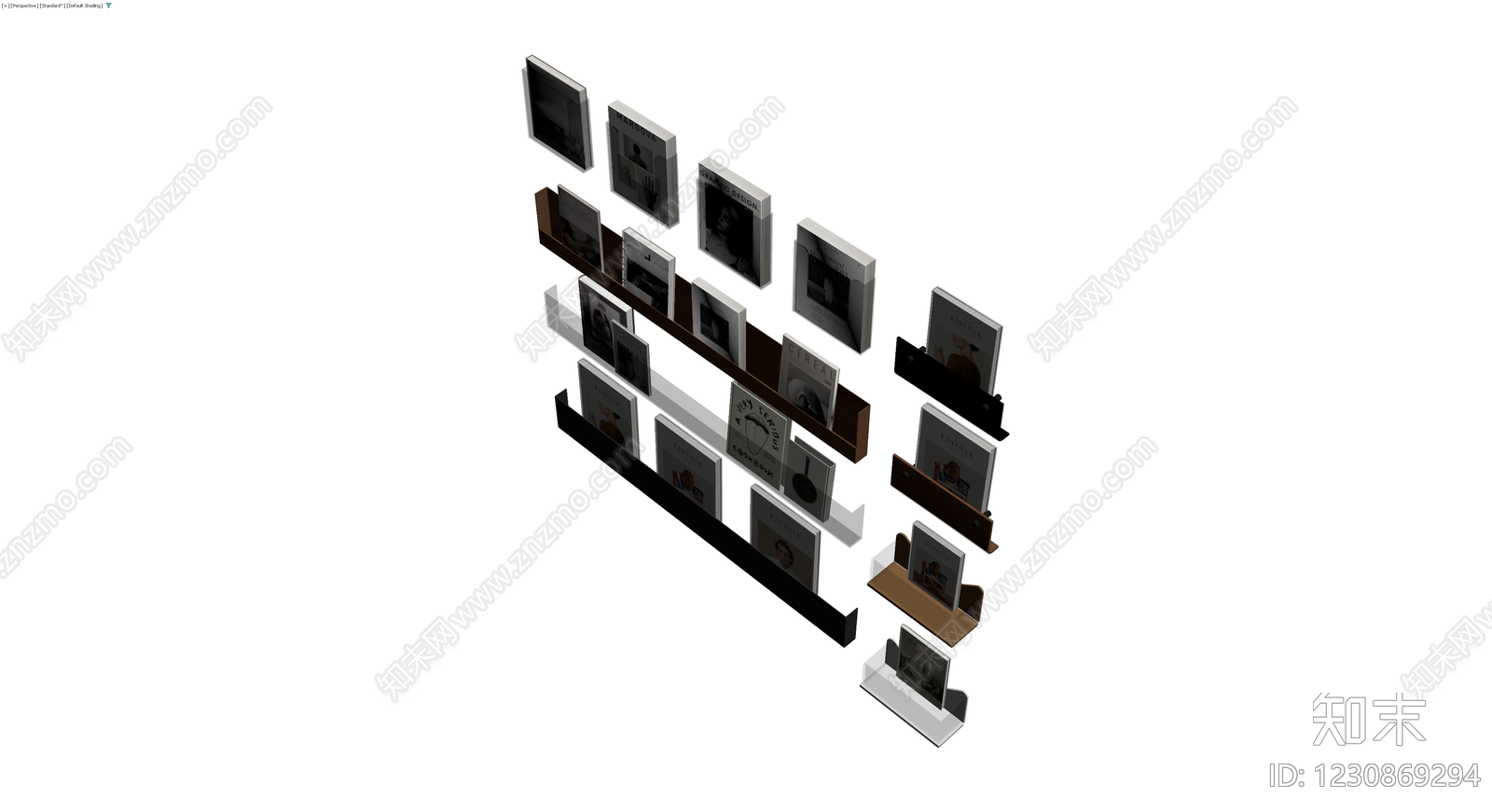 多风格书架与书籍组合3D模型下载【ID:1230869294】