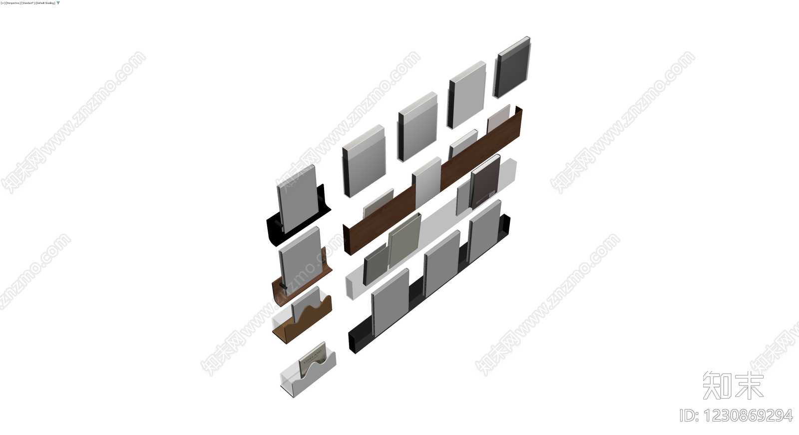 多风格书架与书籍组合3D模型下载【ID:1230869294】
