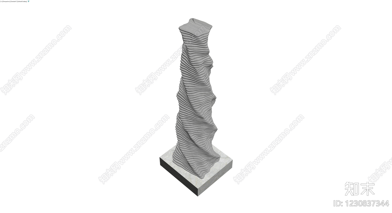 层叠扭曲纹理雕塑3D模型下载【ID:1230837344】