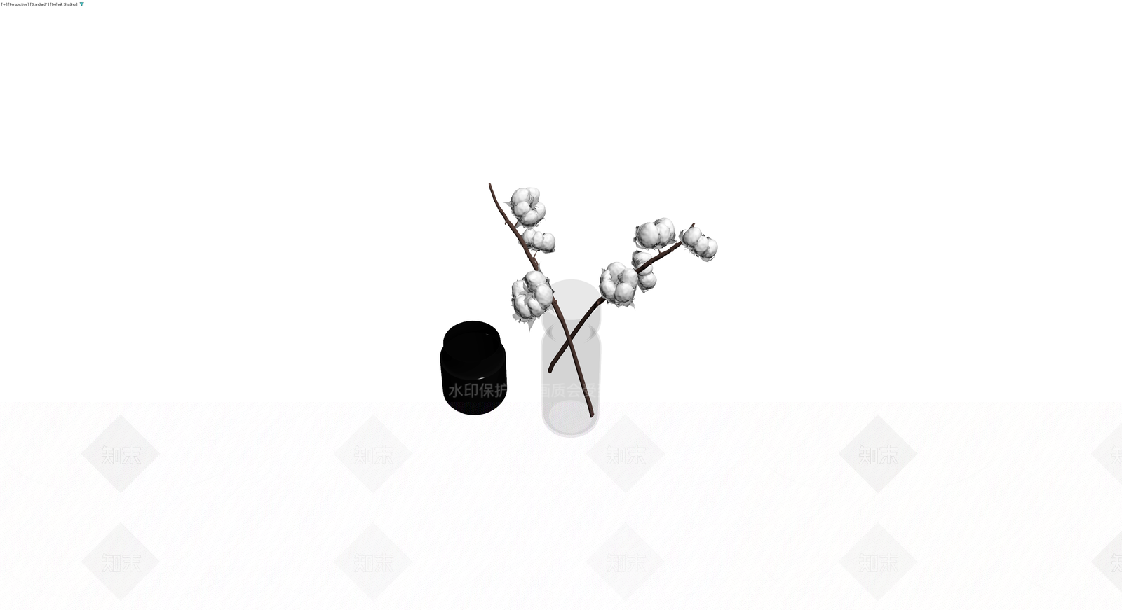 棉花枝条花瓶组合3D模型下载【ID:1229635356】