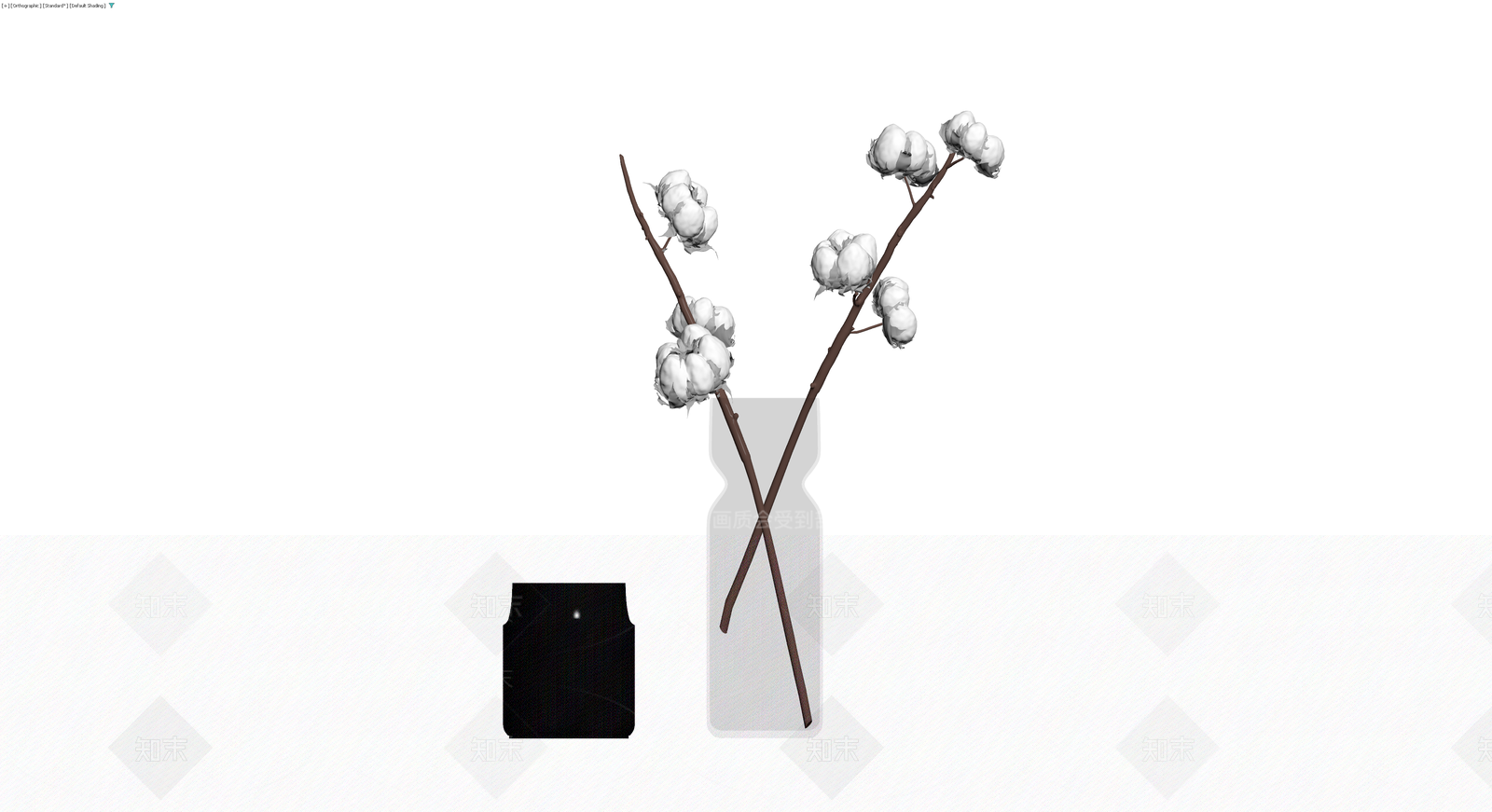 棉花枝条花瓶组合3D模型下载【ID:1229635356】
