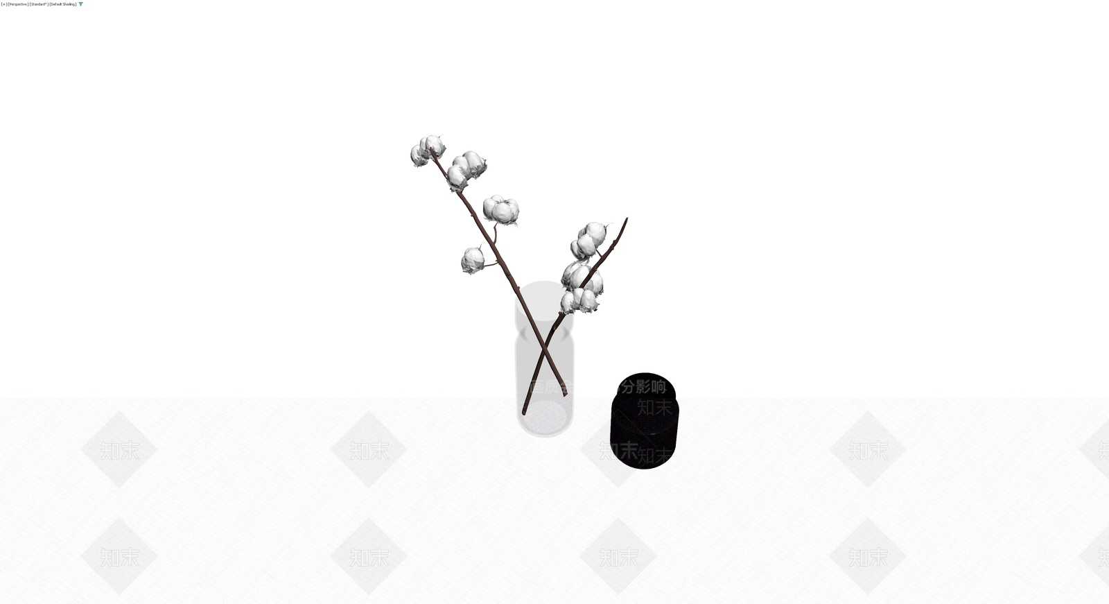 棉花枝条花瓶组合3D模型下载【ID:1229635356】