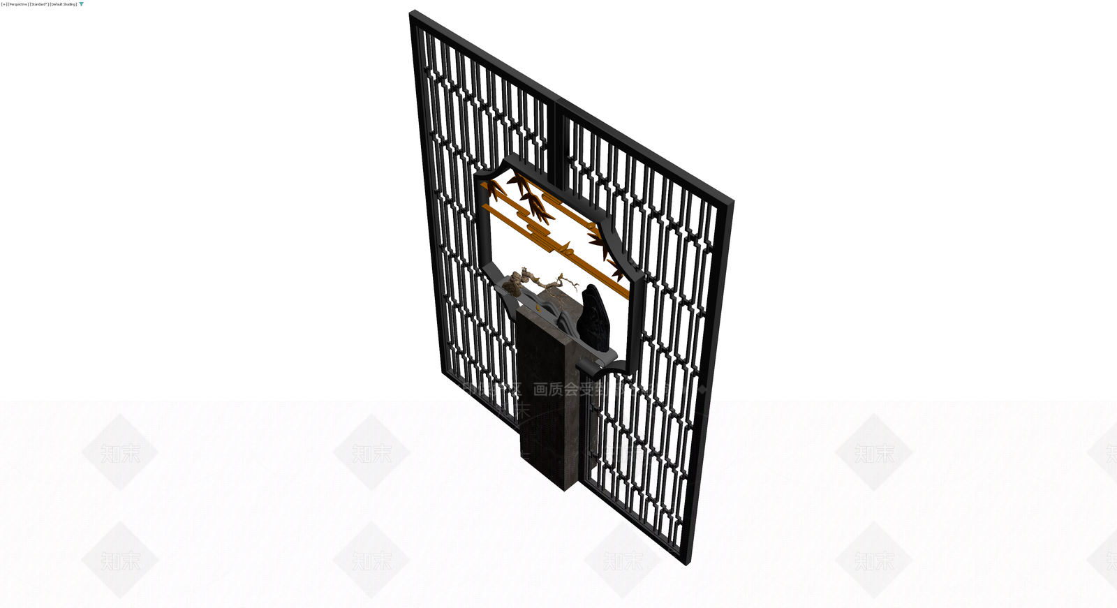 新中式景观屏风隔断3D模型下载【ID:1230770168】