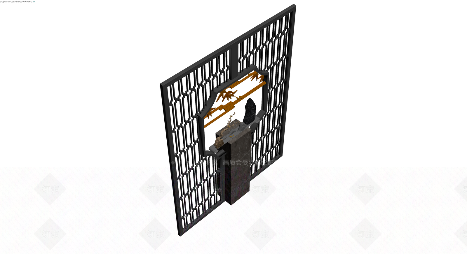 新中式景观屏风隔断3D模型下载【ID:1230770168】