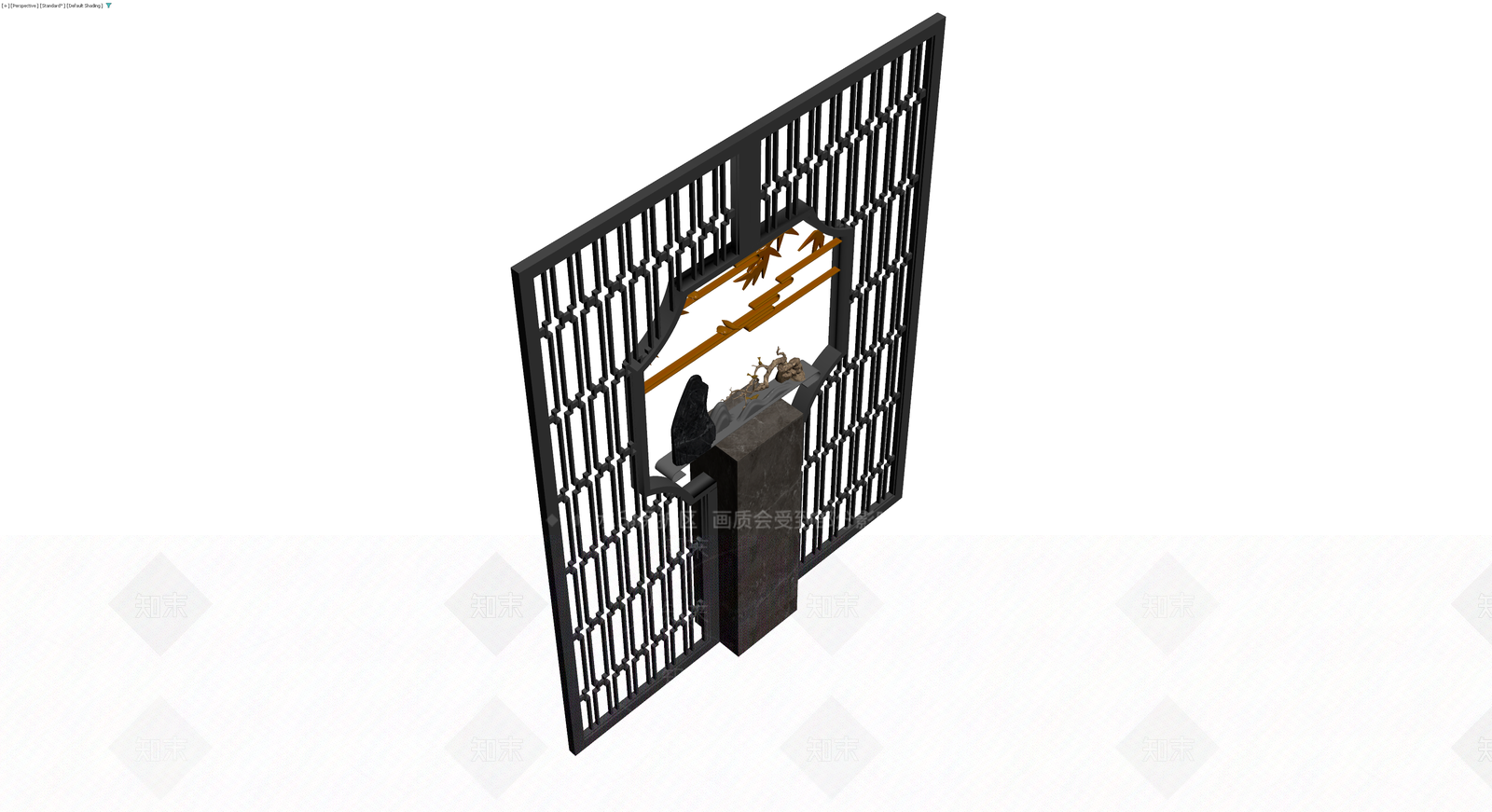 新中式景观屏风隔断3D模型下载【ID:1230770168】