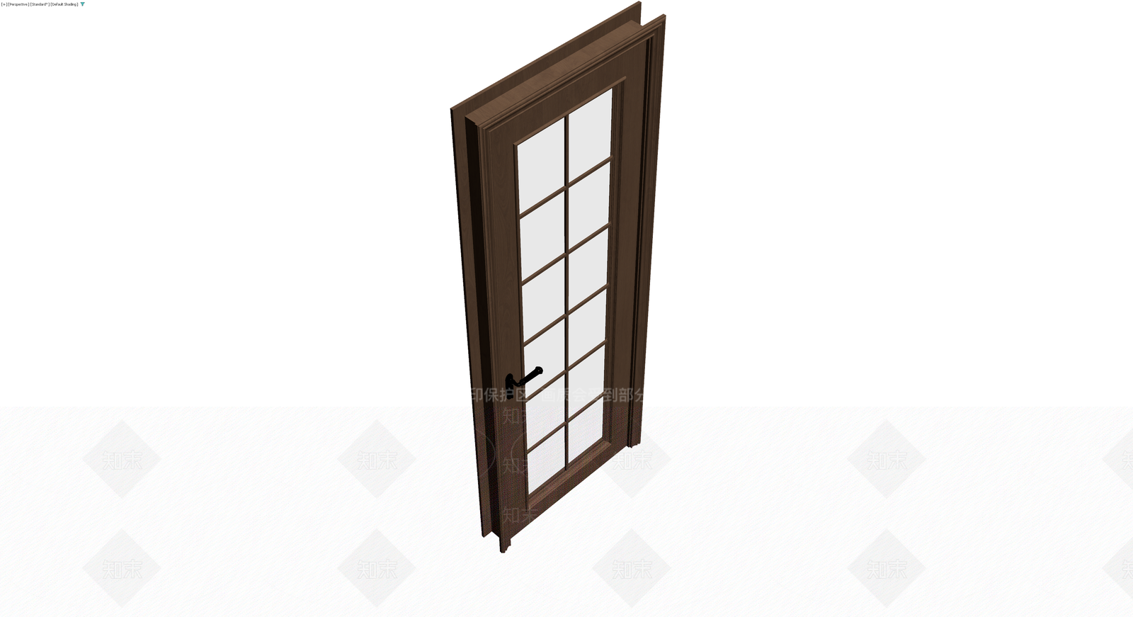 深棕色木质玻璃门3D模型下载【ID:1230471035】