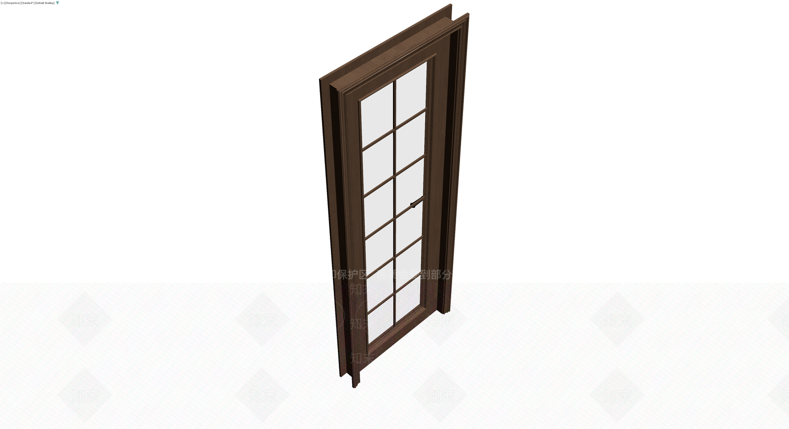 深棕色木质玻璃门3D模型下载【ID:1230471035】