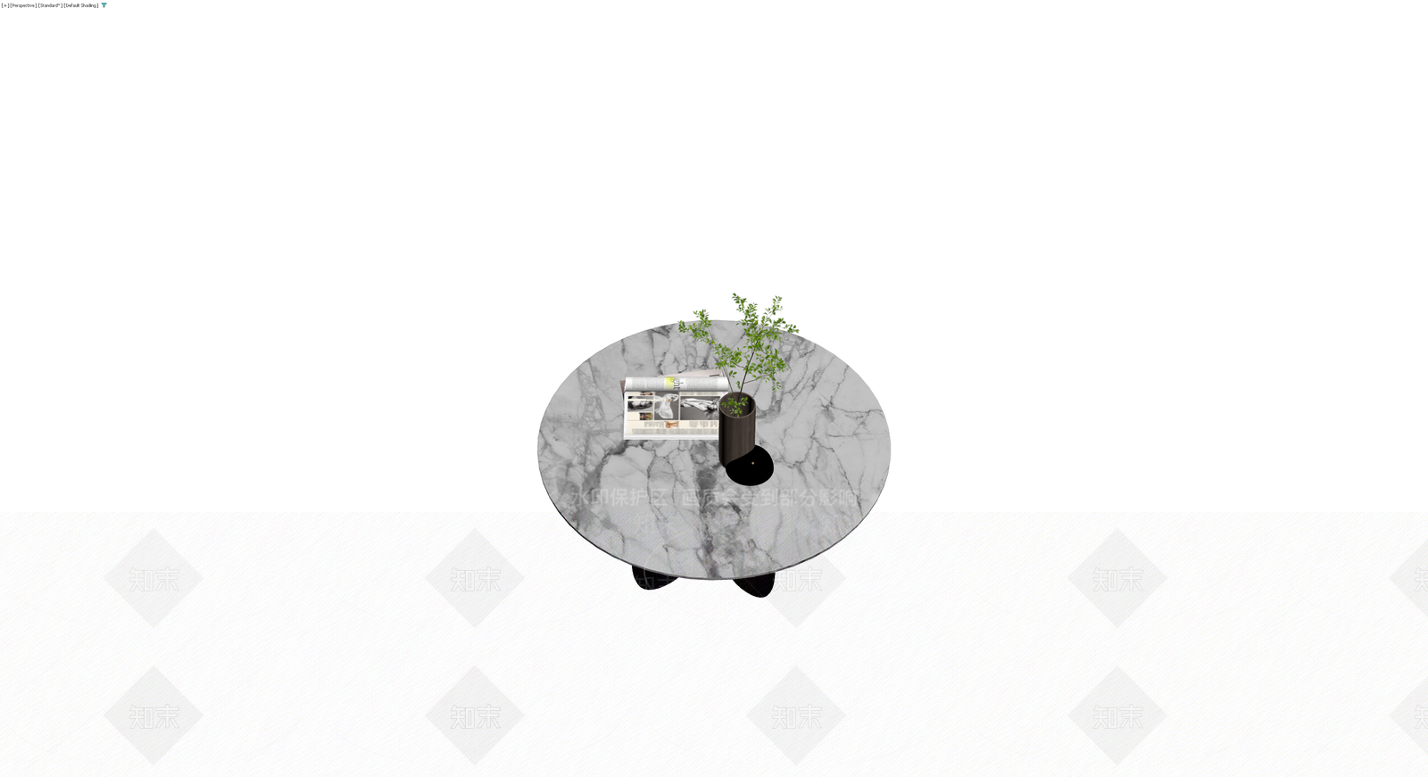 大理石圆几配绿植杂志3D模型下载【ID:1229908227】