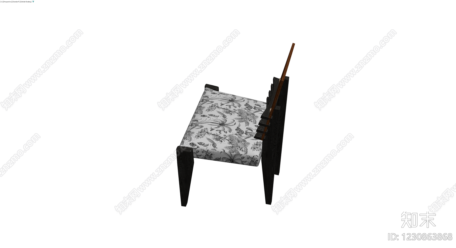 木质印花布艺餐椅3D模型下载【ID:1230863868】