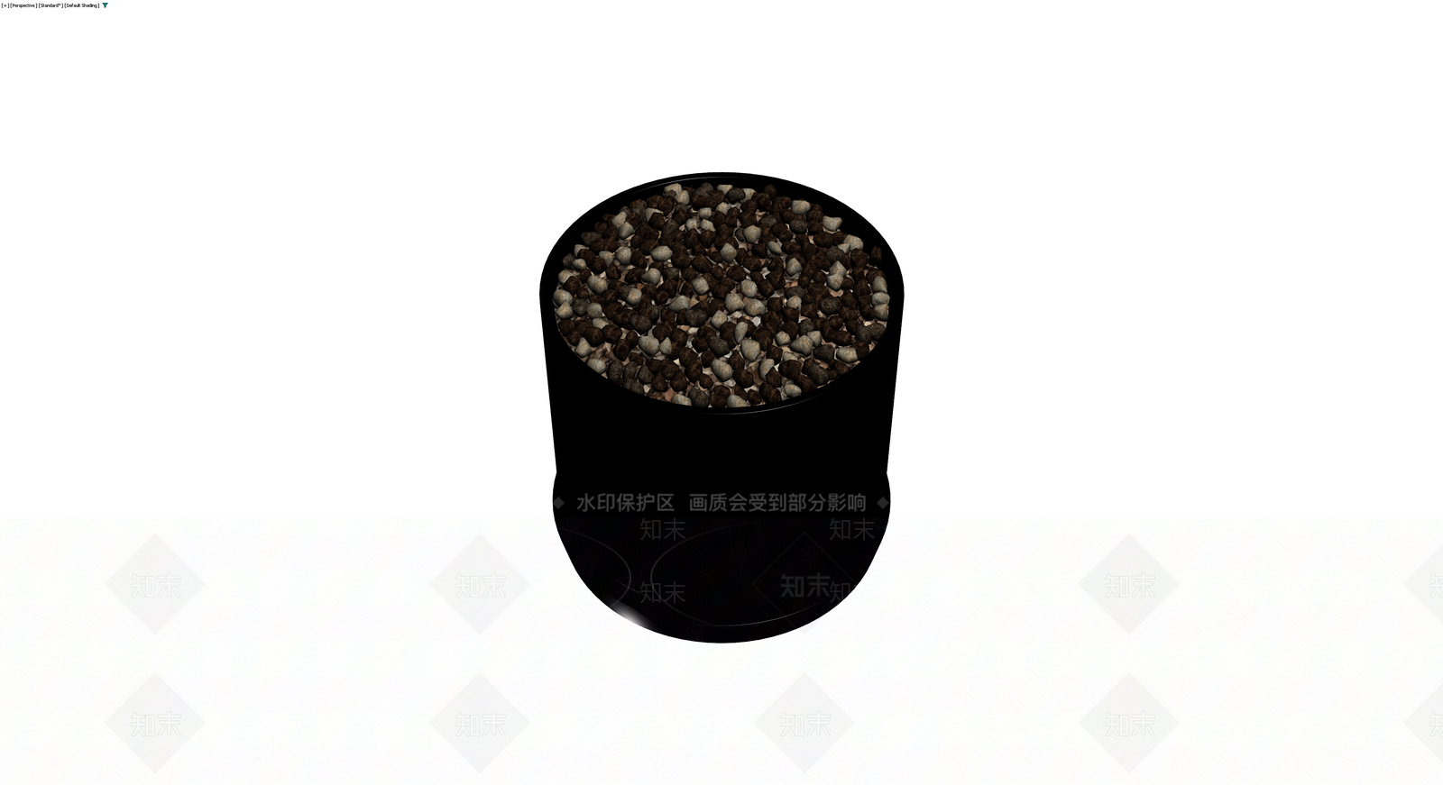 黑色圆柱花盆配碎石3D模型下载【ID:1230092164】