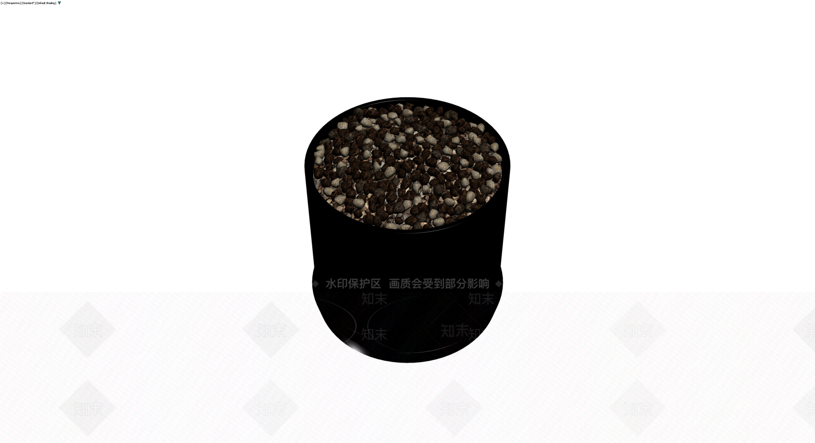 黑色圆柱花盆配碎石3D模型下载【ID:1230092164】