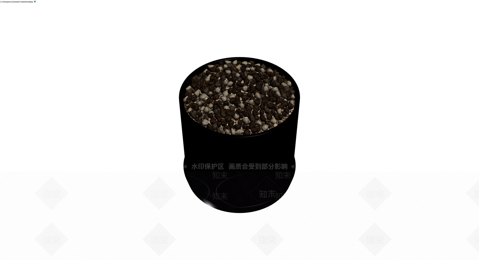 黑色圆柱花盆配碎石3D模型下载【ID:1230092164】