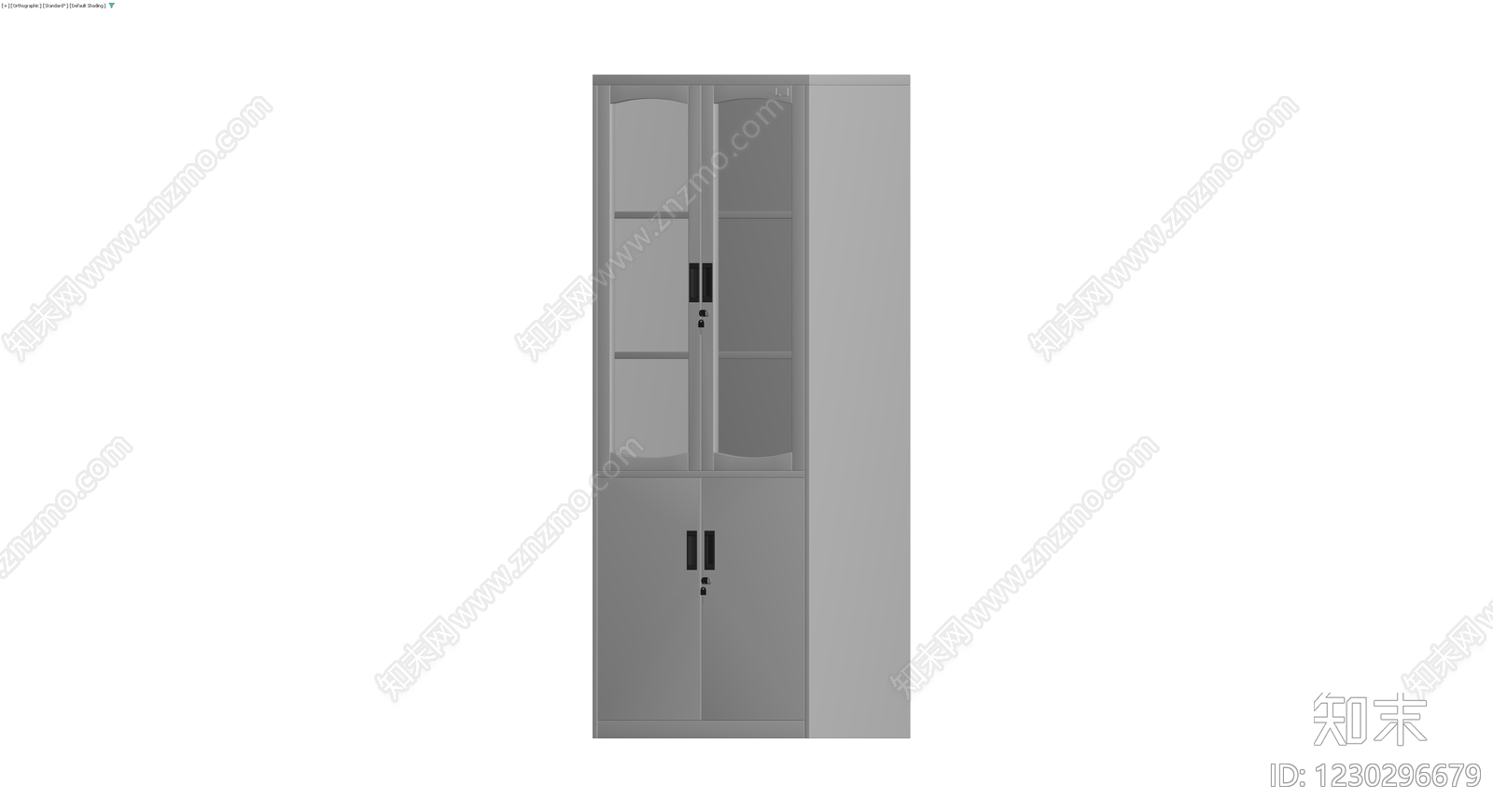灰色玻璃门办公文件柜3D模型下载【ID:1230296679】