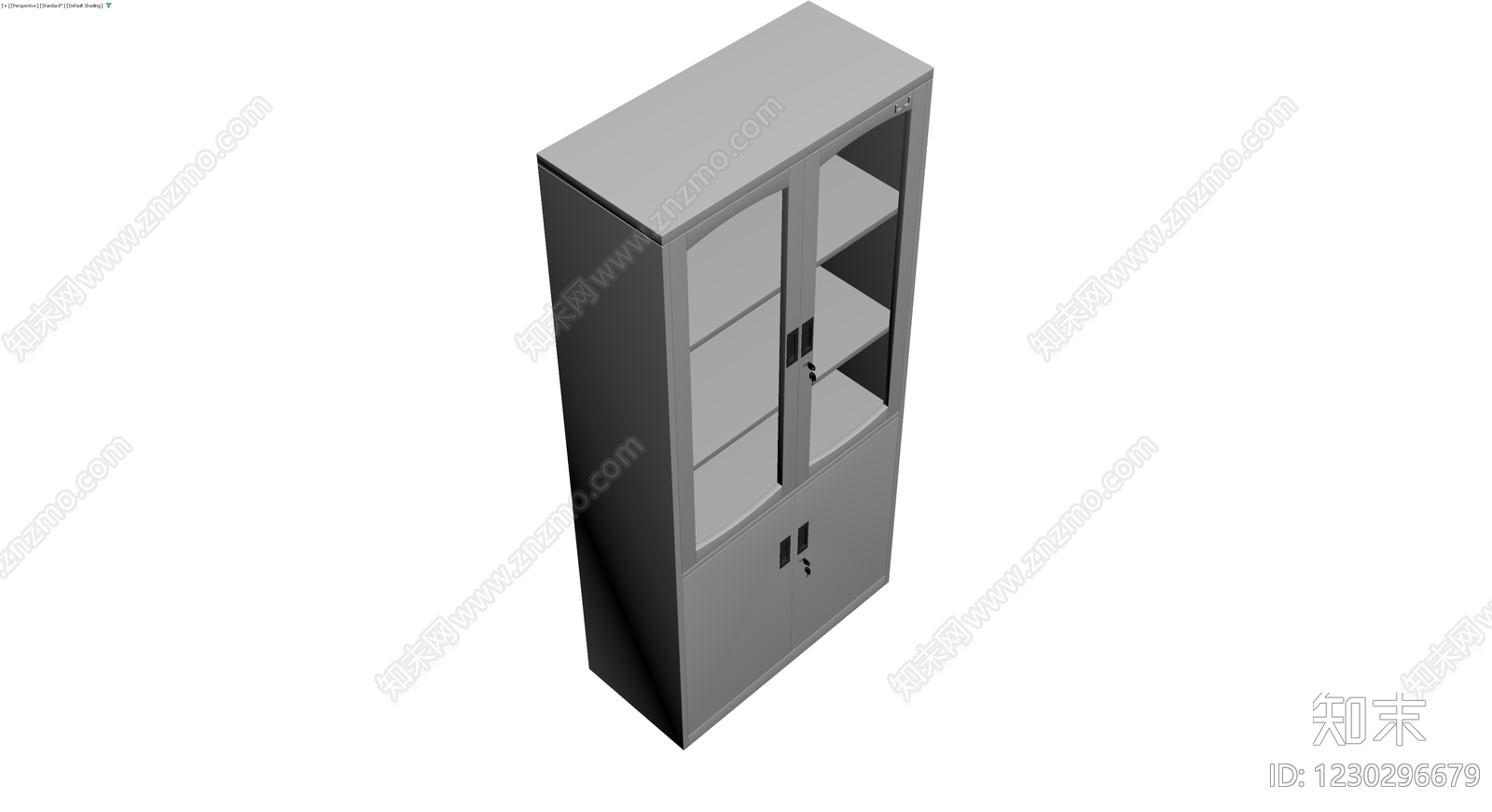 灰色玻璃门办公文件柜3D模型下载【ID:1230296679】