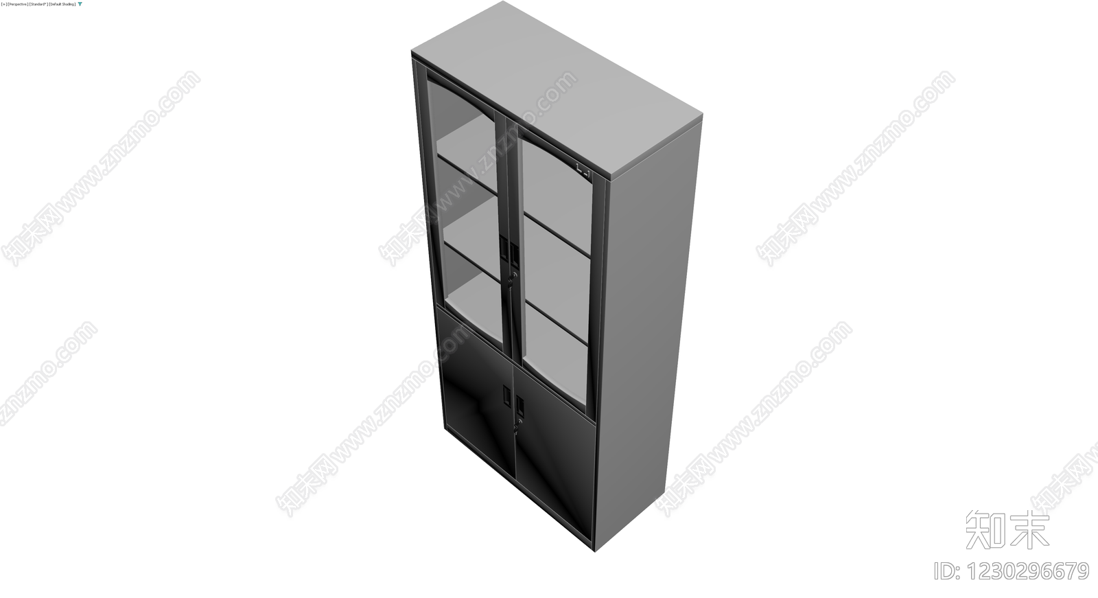 灰色玻璃门办公文件柜3D模型下载【ID:1230296679】