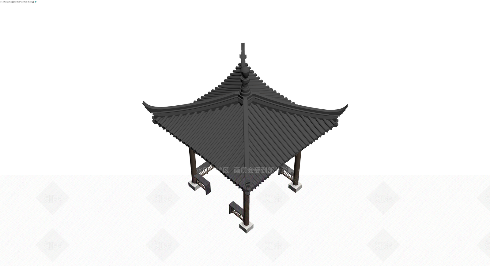 中式四角凉亭3D模型下载【ID:1229640818】