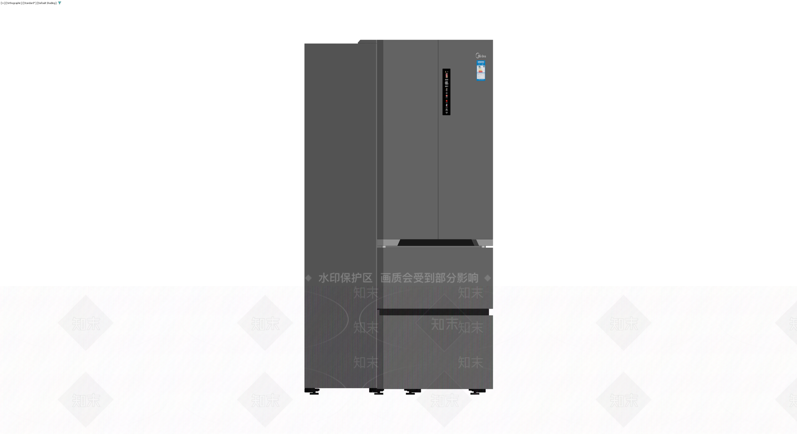 美的灰色四门冰箱3D模型下载【ID:1229992509】