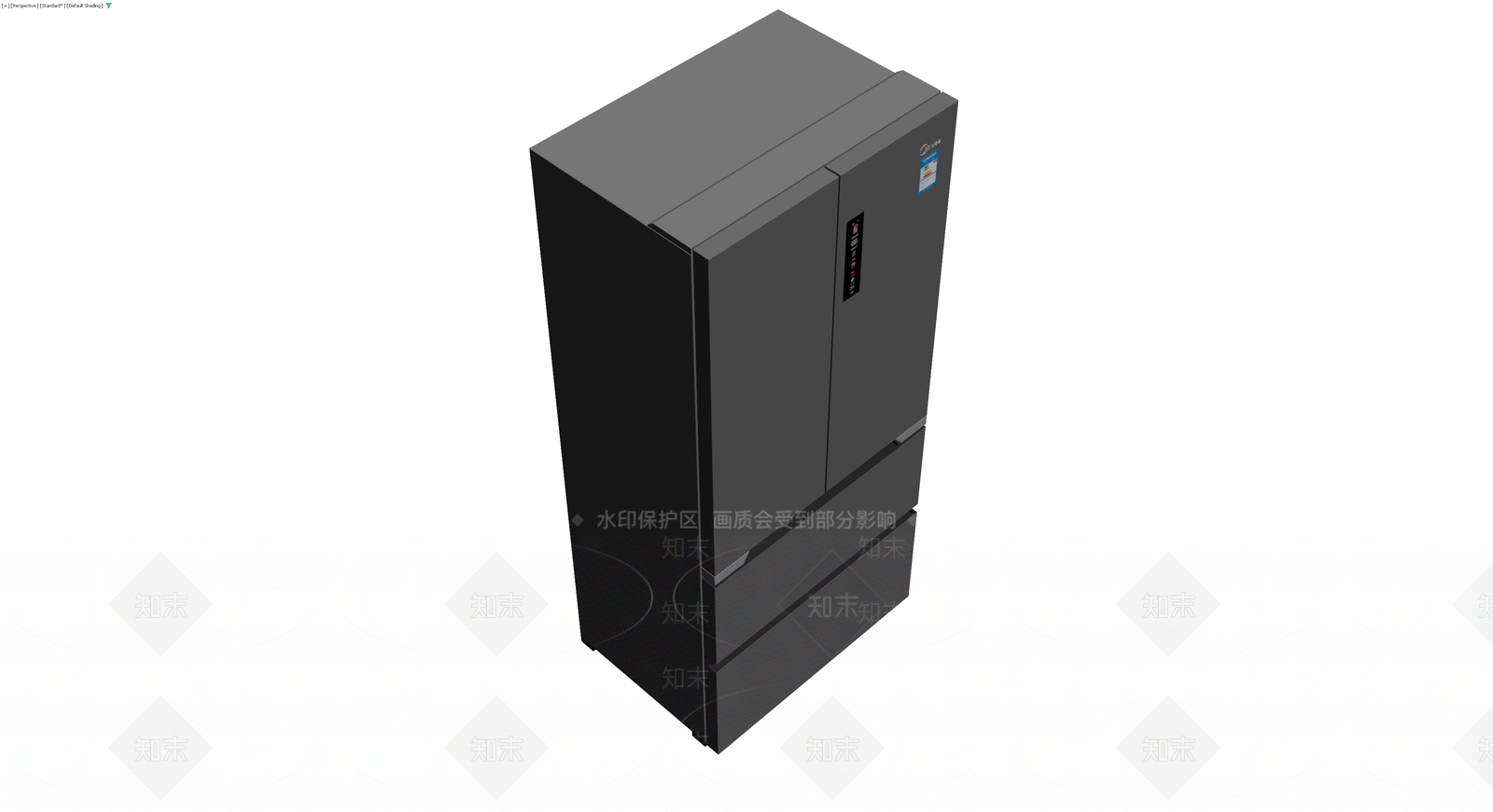 美的灰色四门冰箱3D模型下载【ID:1229992509】