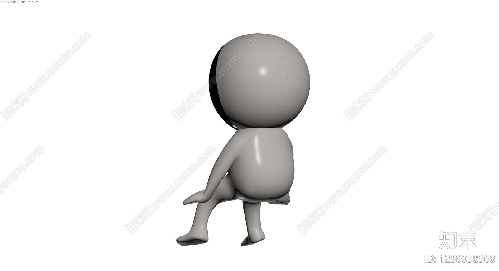 黑面灰身坐姿人偶3D模型下载【ID:1230058368】
