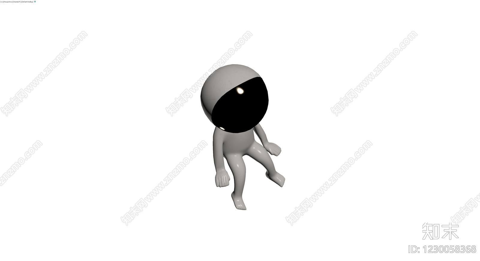黑面灰身坐姿人偶3D模型下载【ID:1230058368】