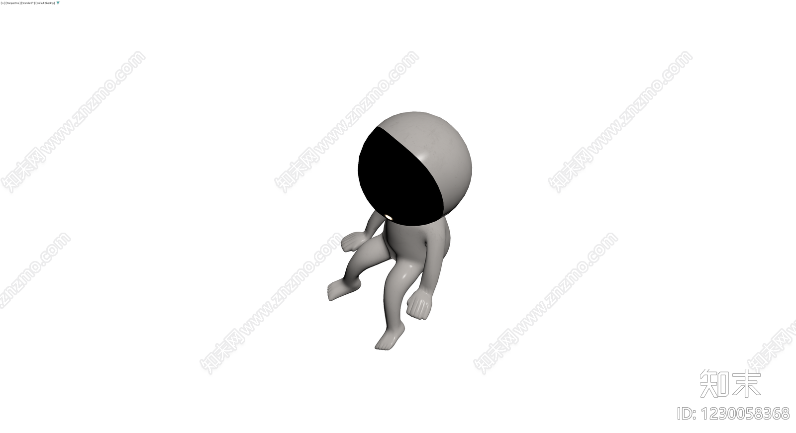 黑面灰身坐姿人偶3D模型下载【ID:1230058368】