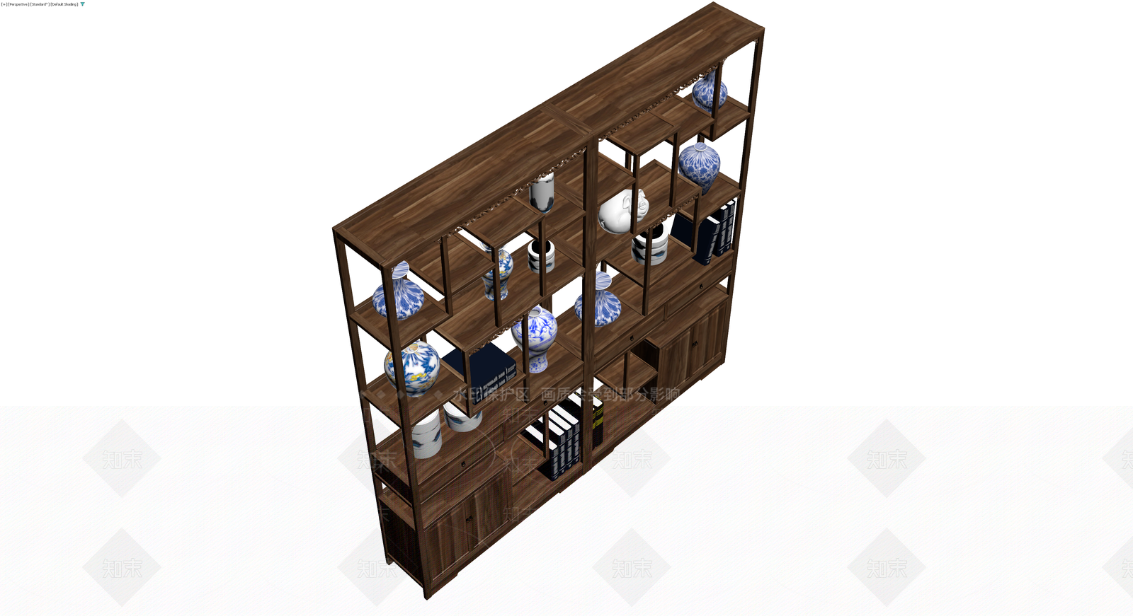 中式博古架摆件组合3D模型下载【ID:1230684906】