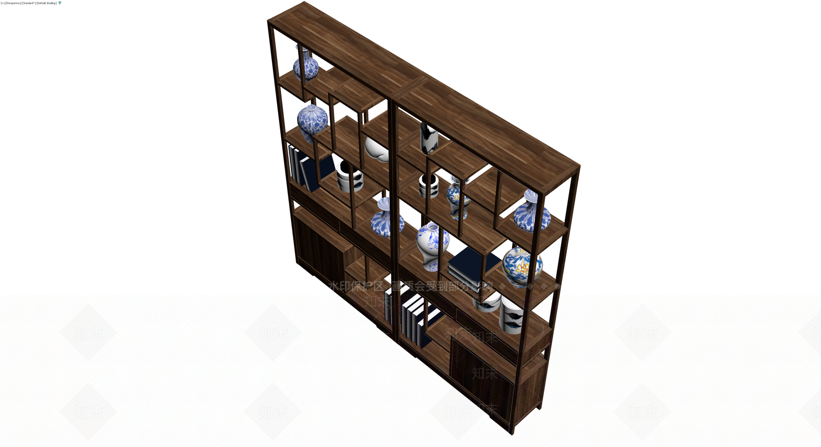 中式博古架摆件组合3D模型下载【ID:1230684906】