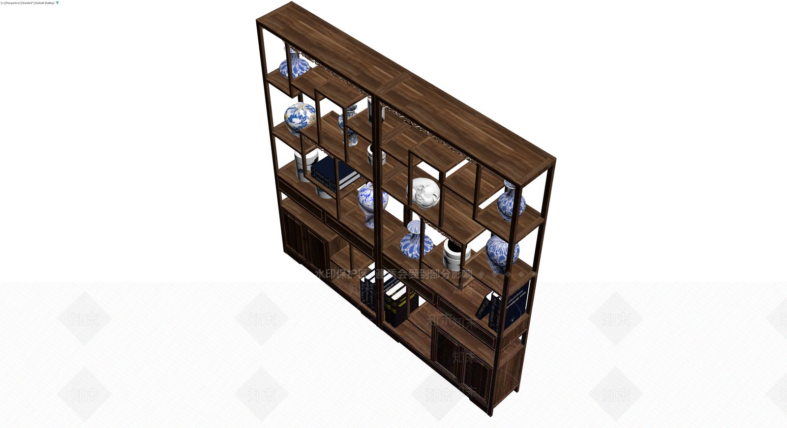 中式博古架摆件组合3D模型下载【ID:1230684906】