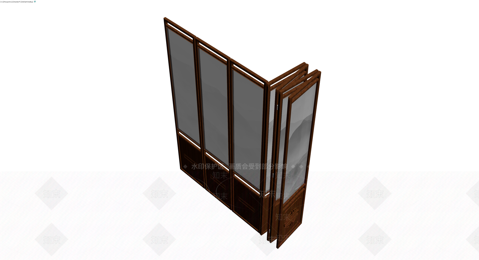 四扇木质山水屏风3D模型下载【ID:1230324539】