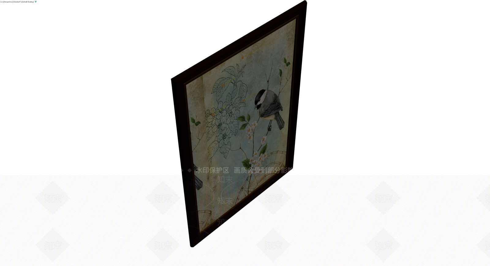 复古花鸟装饰挂画3D模型下载【ID:1230745938】