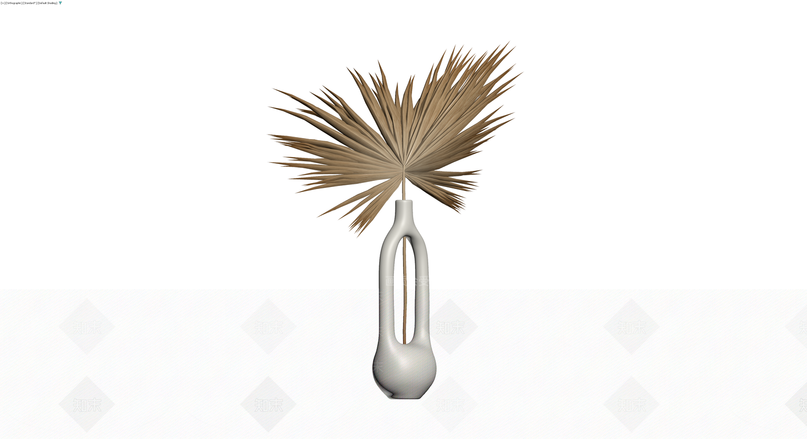 白瓷花瓶配棕榈叶3D模型下载【ID:1230644323】
