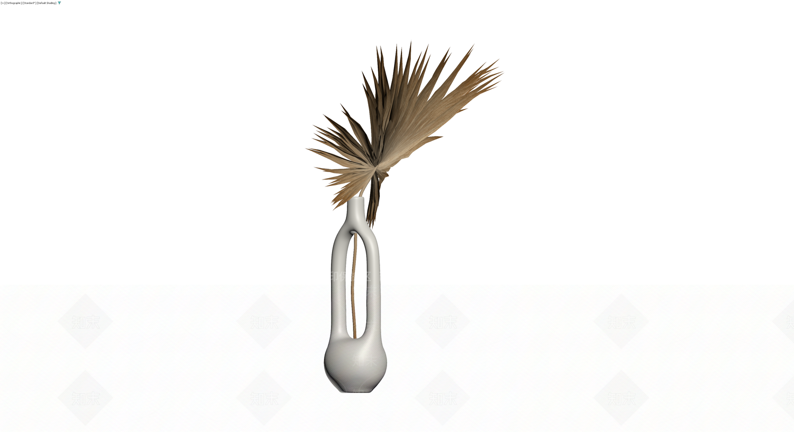 白瓷花瓶配棕榈叶3D模型下载【ID:1230644323】