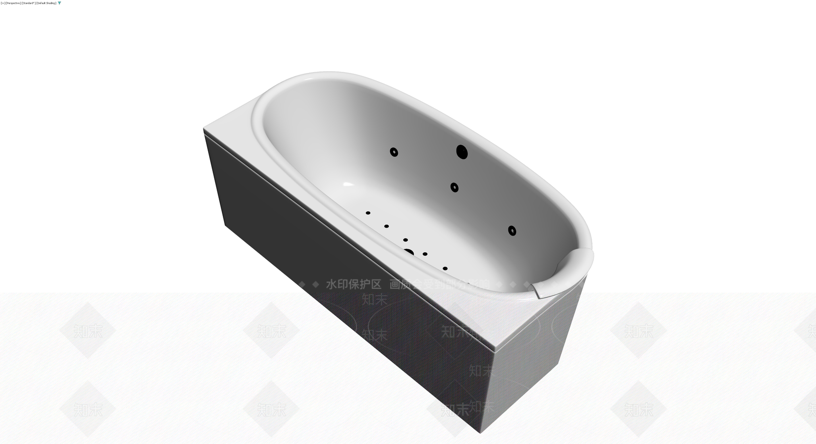 白色按摩浴缸灰模3D模型下载【ID:1229872497】