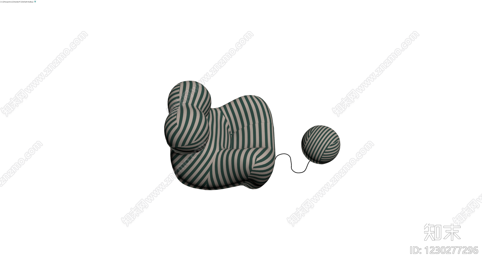 绿白条纹单人沙发模型3D模型下载【ID:1230277296】