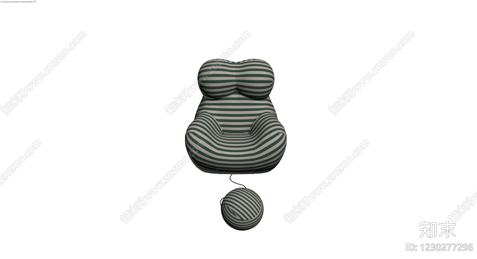 绿白条纹单人沙发模型3D模型下载【ID:1230277296】