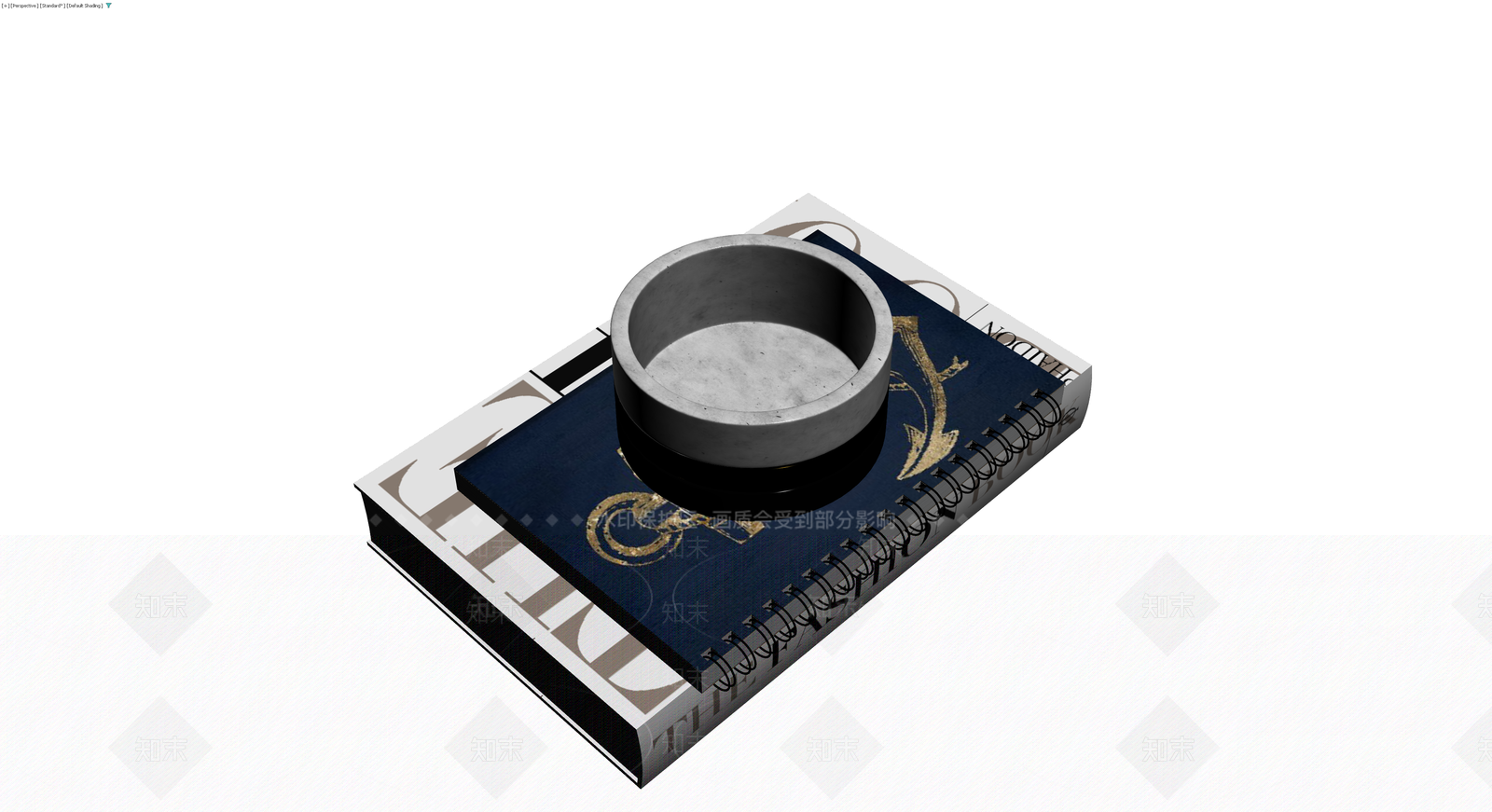 书籍与烟灰缸组合3D模型下载【ID:1230763421】