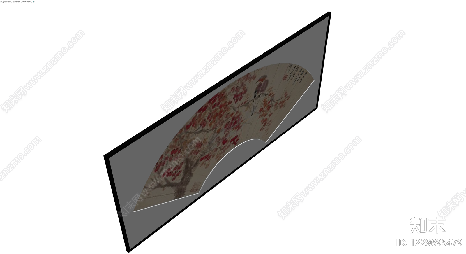 黑框扇面装饰画3D模型下载【ID:1229695479】