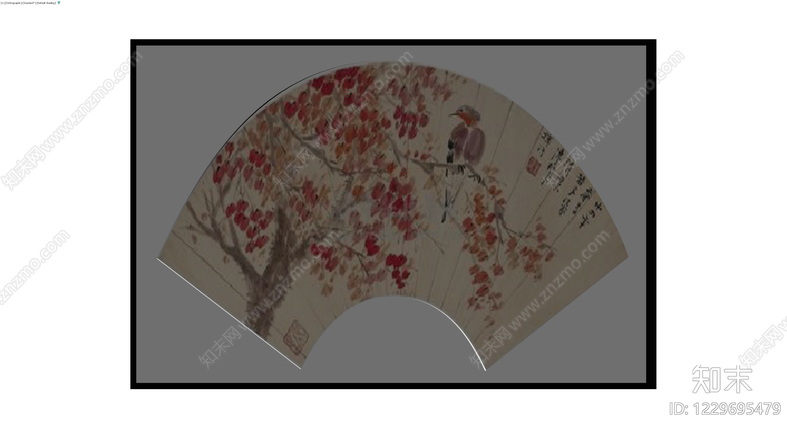 黑框扇面装饰画3D模型下载【ID:1229695479】